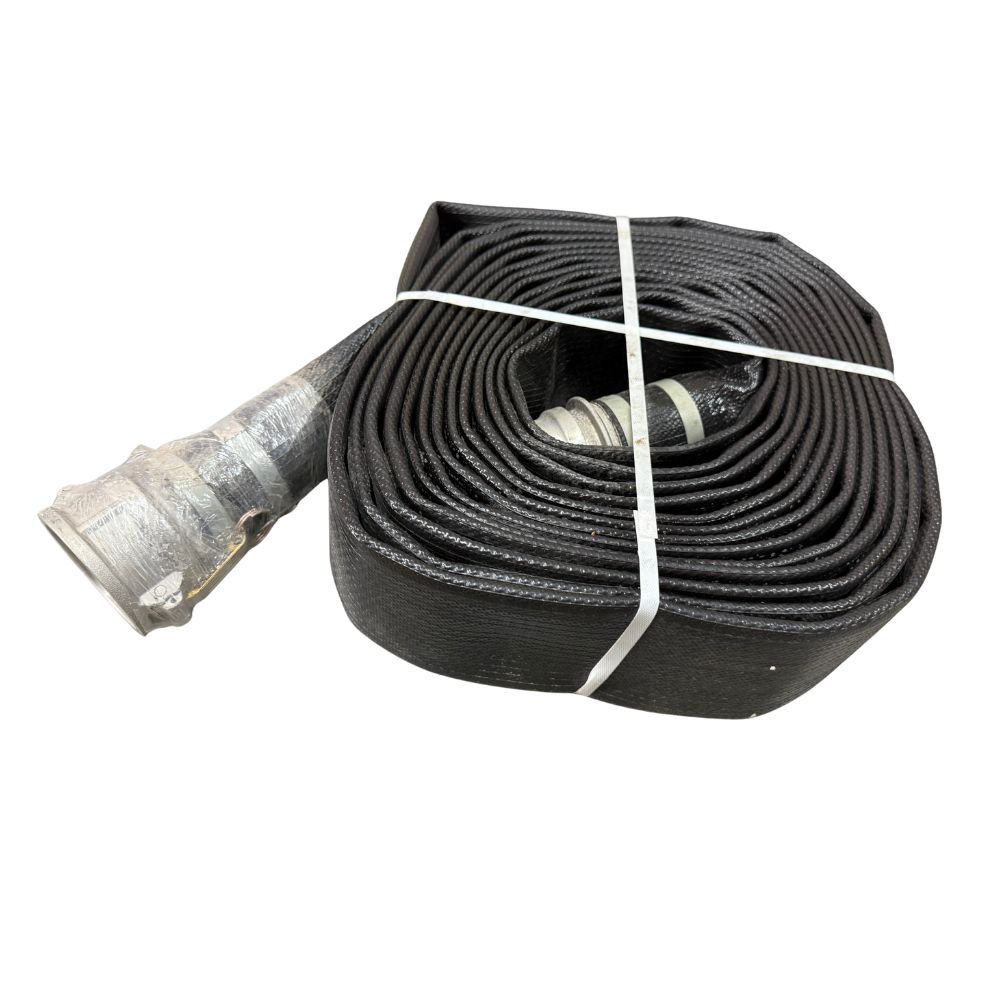 2025 Unbranded Tuyau d'évacuation plat en PVC 3 po x 50 pi avec raccords camlock en aluminium 150 PSI - Noir — New | Granby, QC, Canada