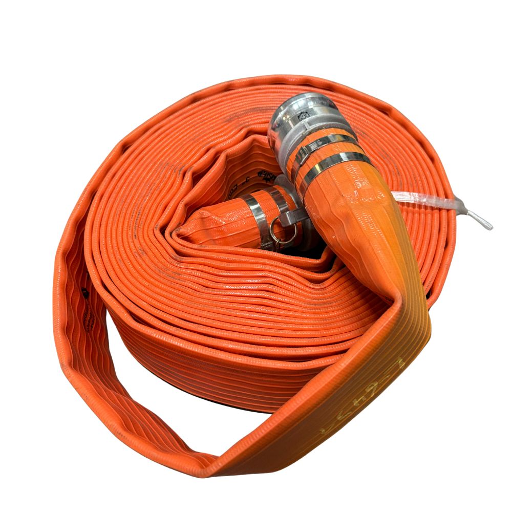 2025 Unbranded Tuyau de décharge plat en PVC 3 po x 50 pi avec raccords Camlock en aluminium 150 PSI - Orange — New | Granby, QC, Canada
