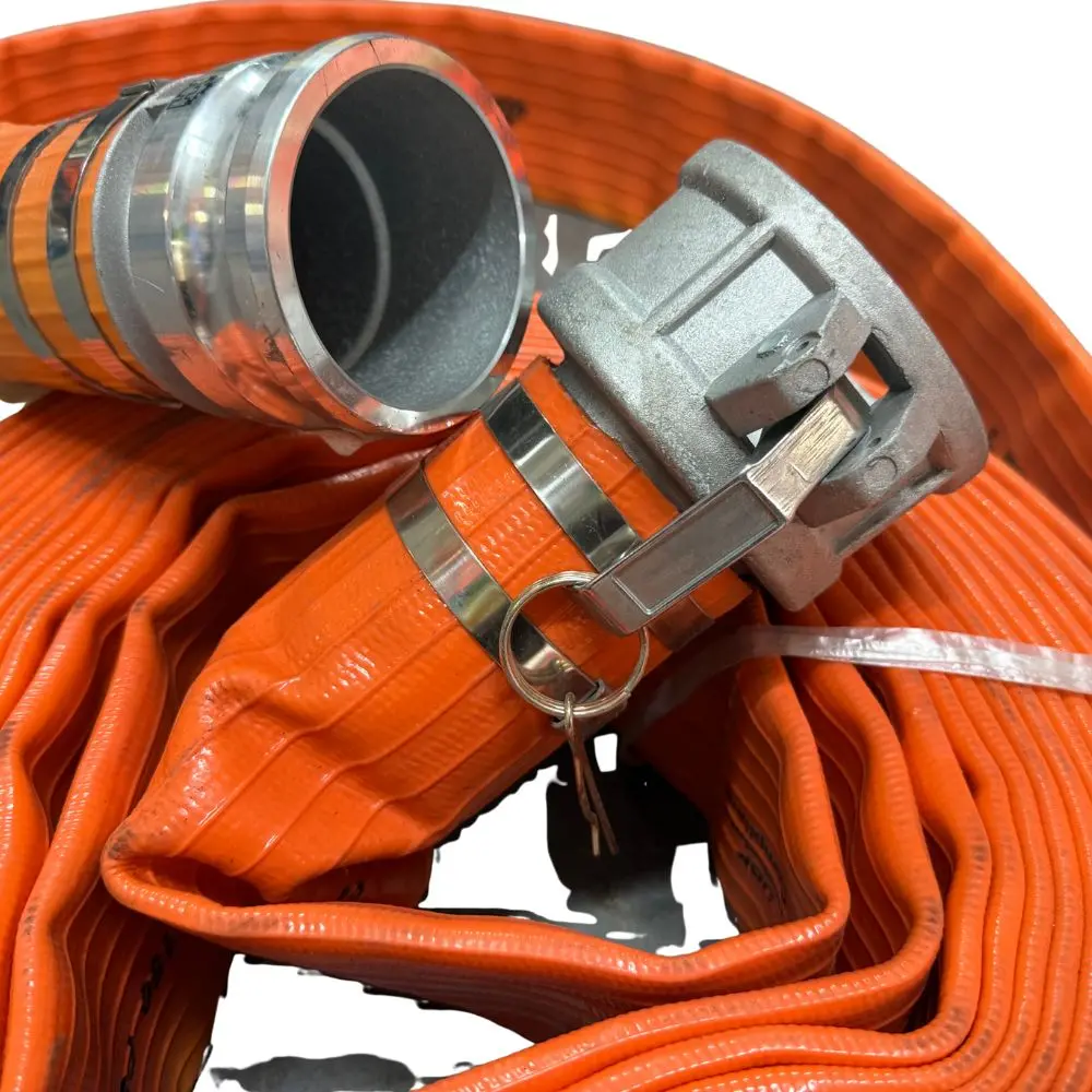 2025 Unbranded Tuyau de décharge plat en PVC 3 po x 50 pi avec raccords Camlock en aluminium 150 PSI - Orange — New | Granby, QC, Canada
