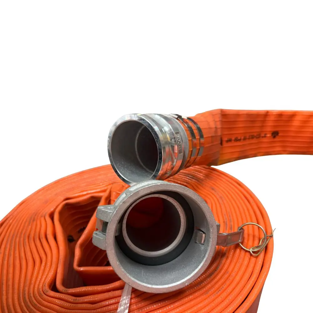 2025 Unbranded Tuyau de décharge plat en PVC 3 po x 50 pi avec raccords Camlock en aluminium 150 PSI - Orange — New | Granby, QC, Canada