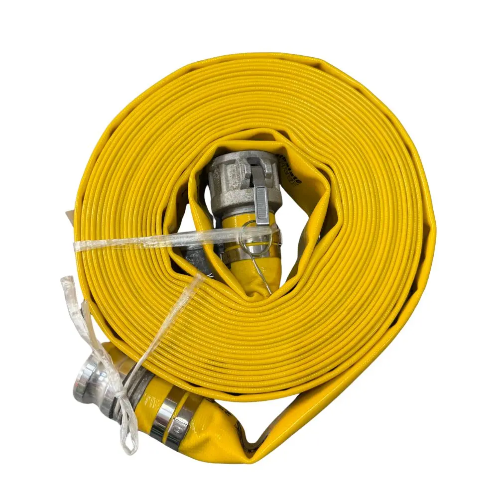 2025 Unbranded Tuyau de décharge plat en PVC 2 po x 50 pi avec raccords camlock en aluminium 150 PSI - Jaune — New | Granby, QC, Canada