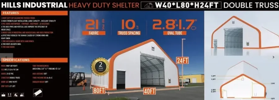 Hills Industrial Hills Industrial 80 ft x 40 ft x 24 ft Storage Building — New | Granby, QC, Canada