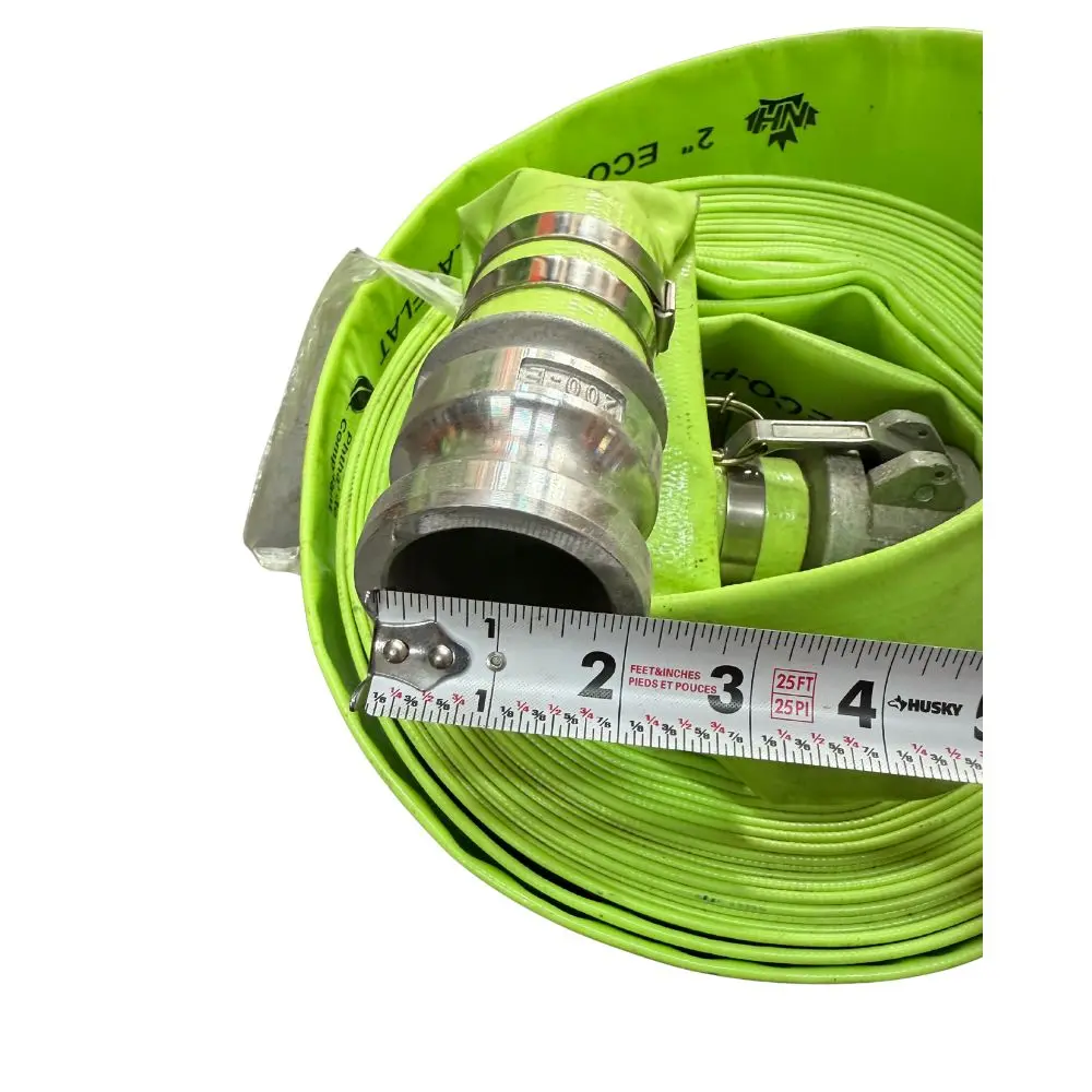 2025 Unbranded Tuyau de décharge plat en PVC 2 po x 50 pi avec raccords Camlock en aluminium 150 PSI - Vert — New | Granby, QC, Canada