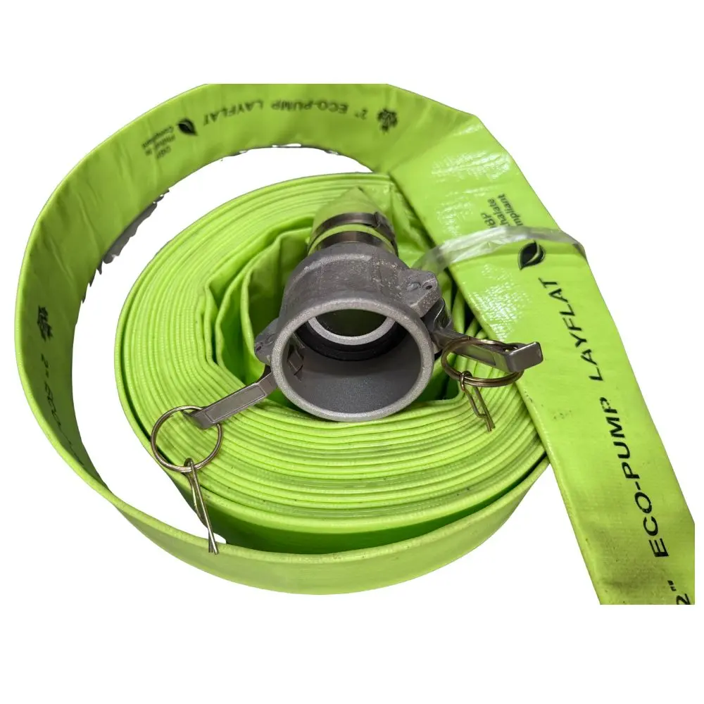 2025 Unbranded Tuyau de décharge plat en PVC 2 po x 50 pi avec raccords Camlock en aluminium 150 PSI - Vert — New | Granby, QC, Canada