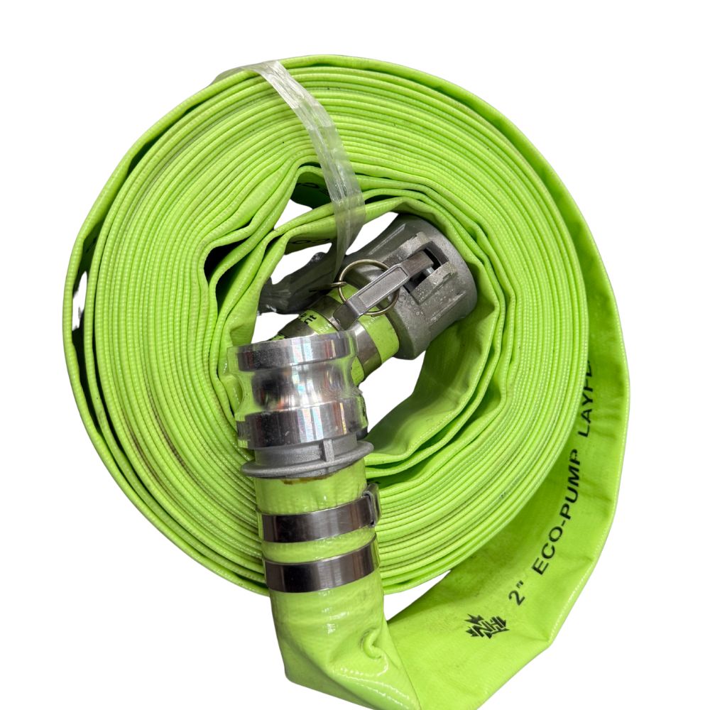 2025 Unbranded Tuyau de décharge plat en PVC 2 po x 50 pi avec raccords Camlock en aluminium 150 PSI - Vert — New | Granby, QC, Canada