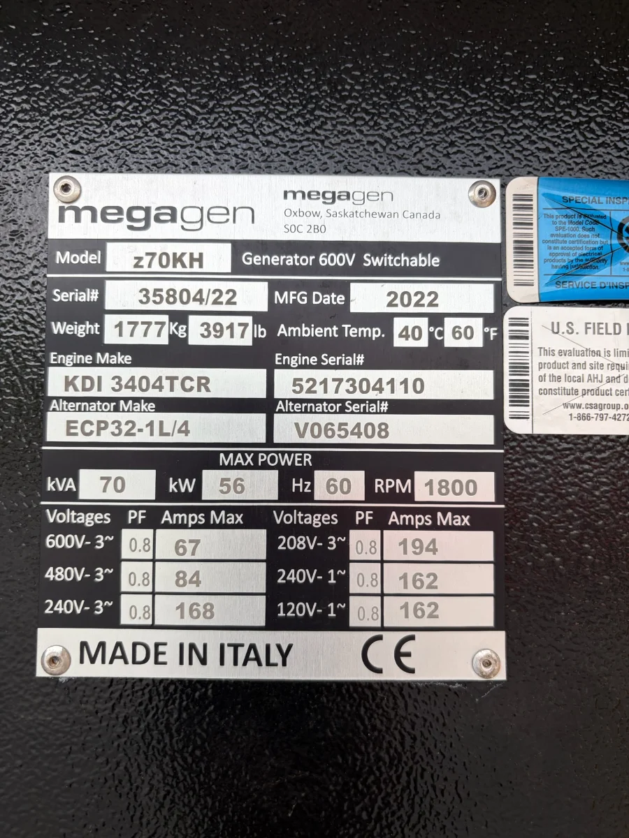 2021 Megagen Megagen Z48 38.4 kW Mobile Generator Set — Refurbished | Granby, QC, Canada