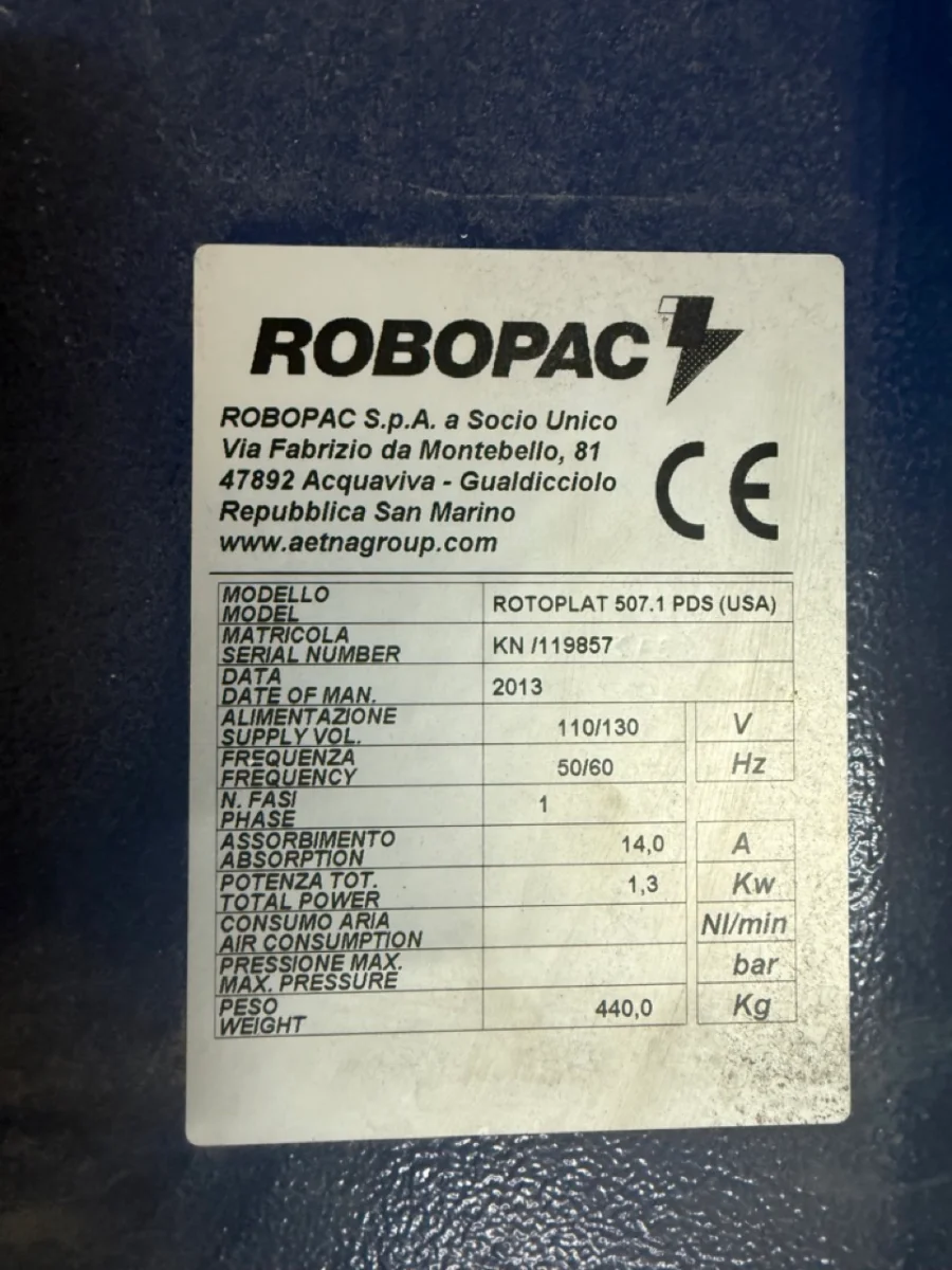 2013 Robopac Robopac  Rotoplat 507.1 PDS Packaging Machine — Used | Granby, QC, Canada